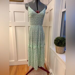 Saint Tropez West Mint Green Polka Dot Dress Size Large